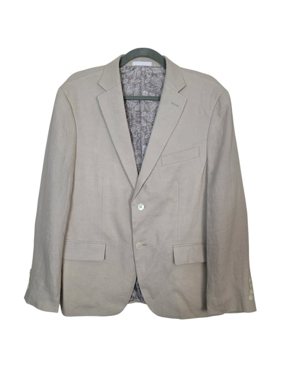 Lauren Ralph Lauren 100% Linen Tan Single Breasted Blazer Jacket Measures Lg